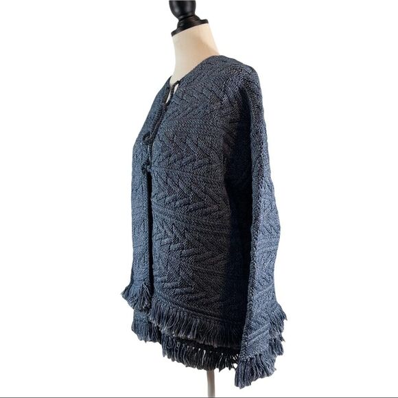 Current Elliott Blue Cable Knit Fringe Sweater Open Front, New w/ Tags, Size 0 - Picture 4 of 12